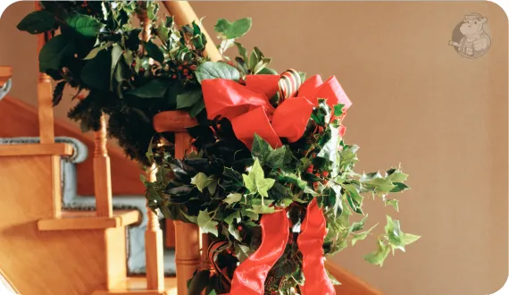 klasyczny wystrój schodów na święta 